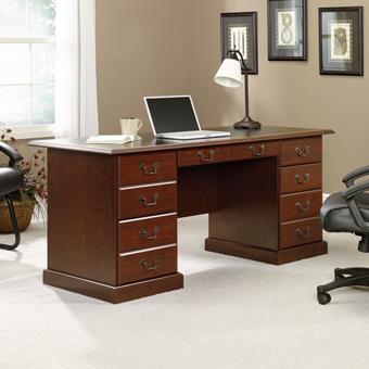 Sauder Heritage Hill 402159 Double Pedestal Executive Desk Corner